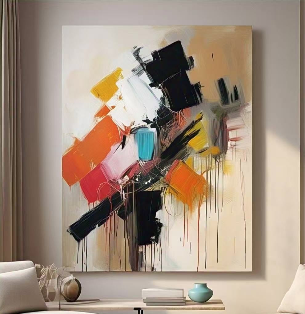 Handcrafted Abstract Painting, Modern Wall Art for Home Decor AB0004A