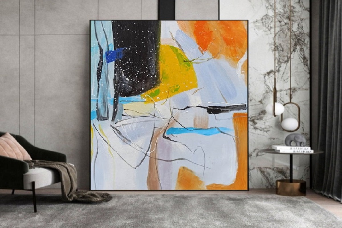 Handcrafted Abstract Painting, Modern Wall Art for Home Decor AB0015C
