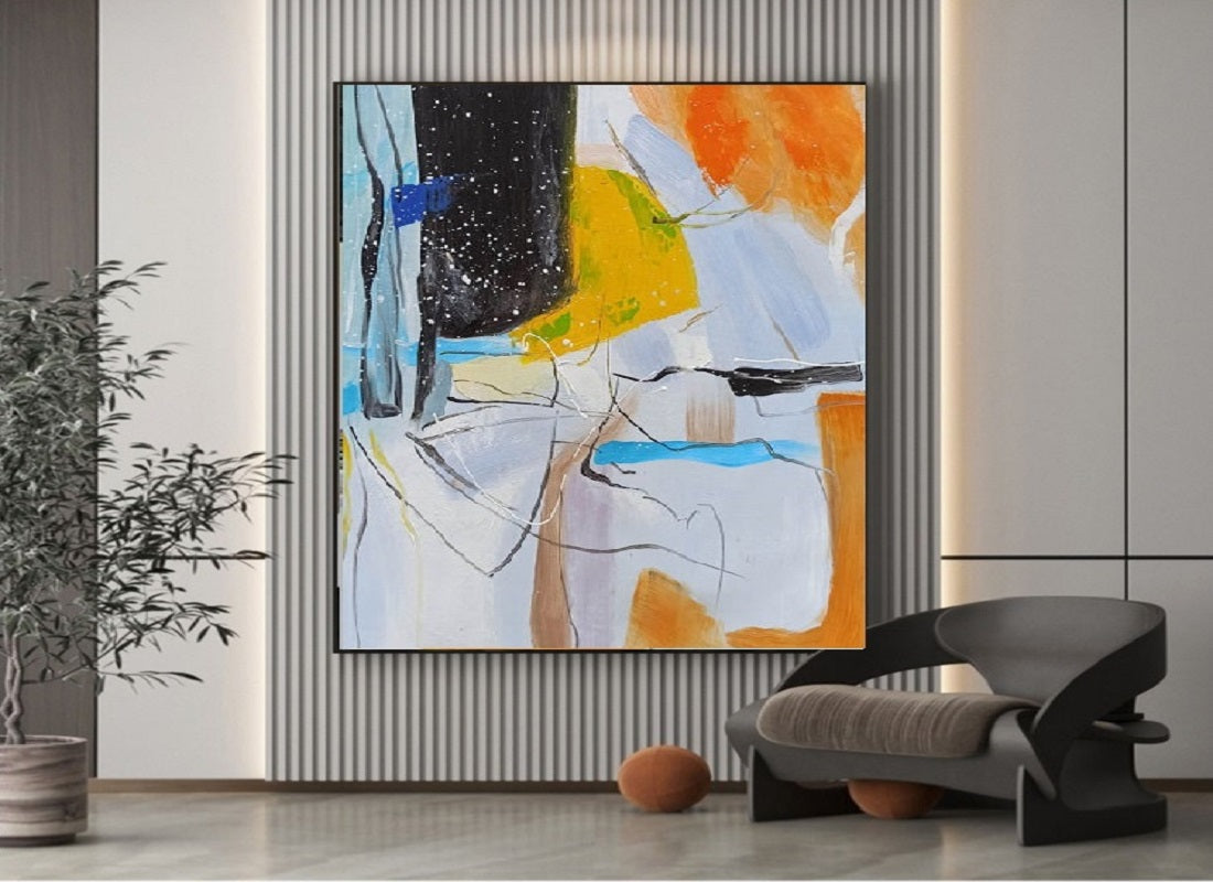 Handcrafted Abstract Painting, Modern Wall Art for Home Decor AB0015C