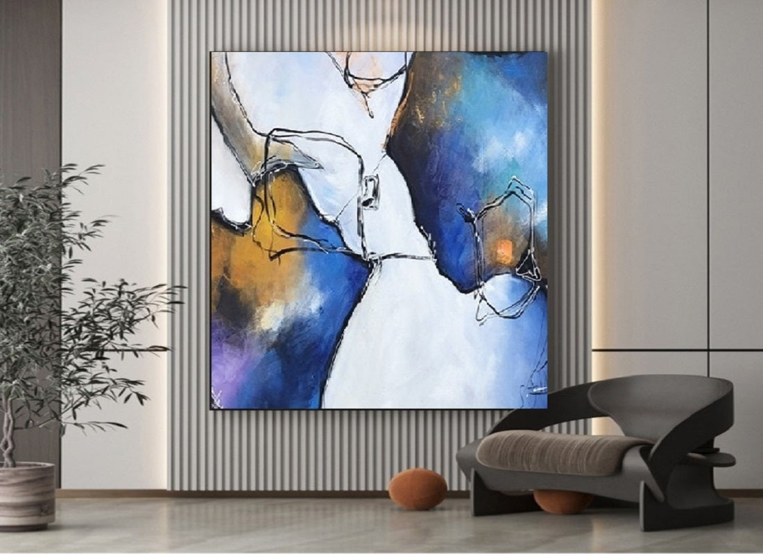 Handcrafted Abstract Painting, Modern Wall Art for Home Decor AB0029C
