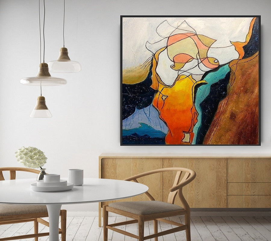 Handcrafted Abstract Painting, Modern Wall Art for Home Decor AB0031C
