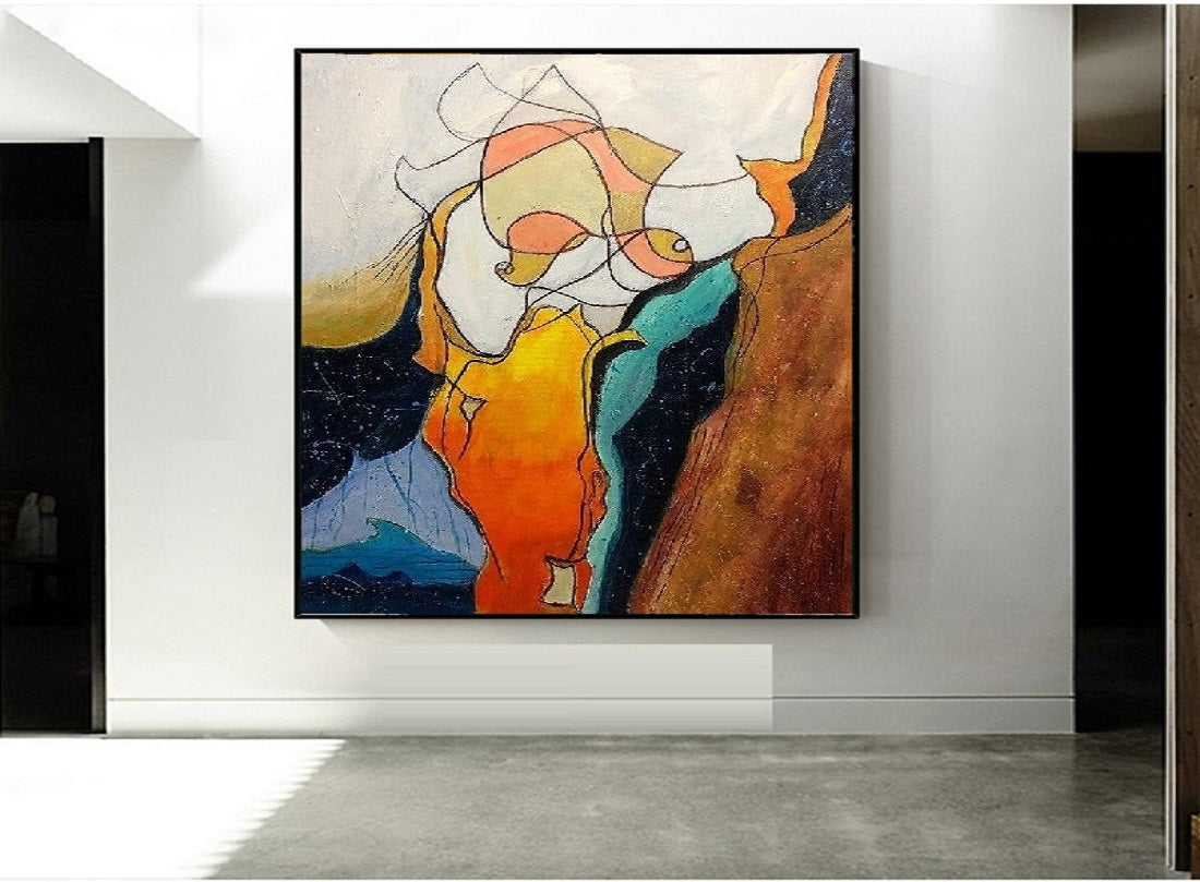 Handcrafted Abstract Painting, Modern Wall Art for Home Decor AB0031C