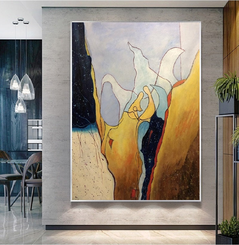 Handcrafted Abstract Painting, Modern Wall Art for Home Decor AB0033A