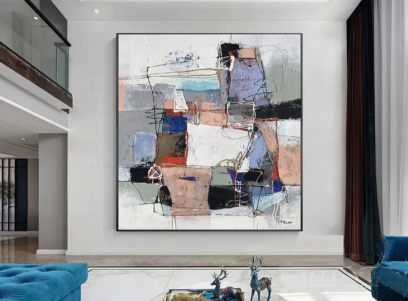 Handcrafted Abstract Painting, Modern Wall Art for Home Decor AB0054C