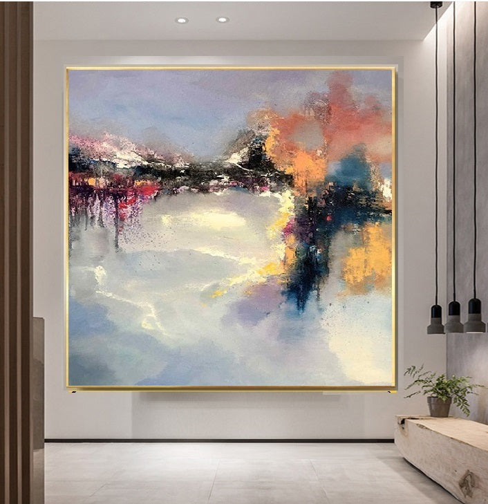 Handcrafted Abstract Painting, Modern Wall Art for Home Decor AB3019