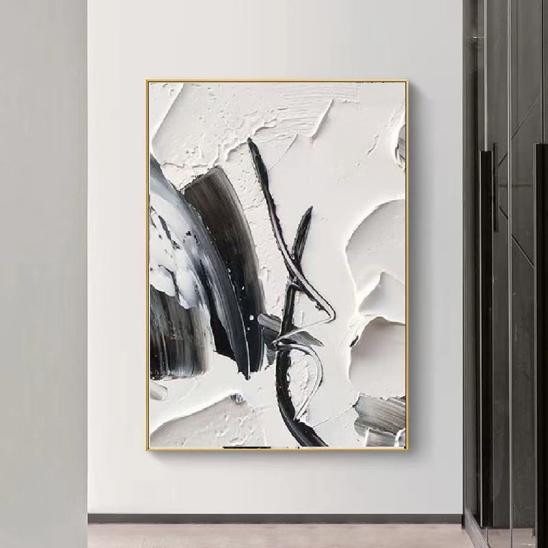 Handcrafted Abstract Painting Black And White Wall Art For Homedecor BW1009A