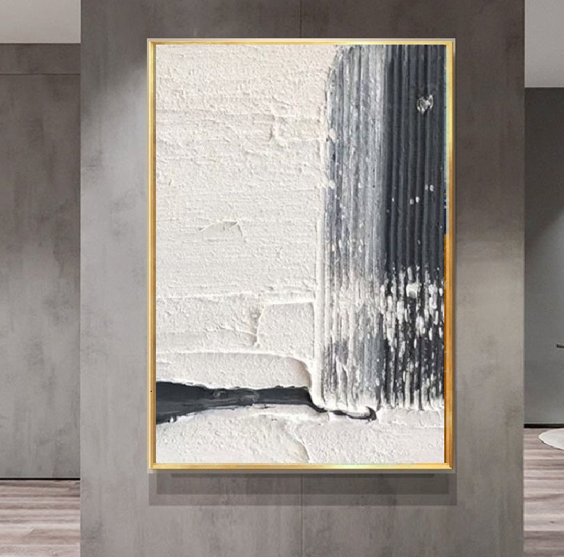 Handcrafted Abstract Painting Black And White Wall Art For Homedecor BW1012