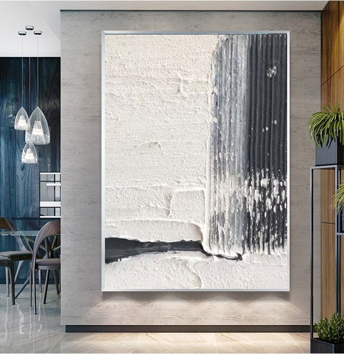 Handcrafted Abstract Painting Black And White Wall Art For Homedecor BW1012