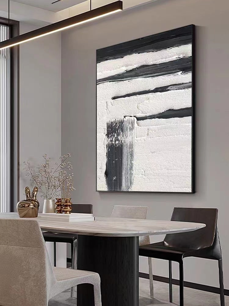 Handcrafted Abstract Painting Black And White Wall Art For Homedecor BW1013
