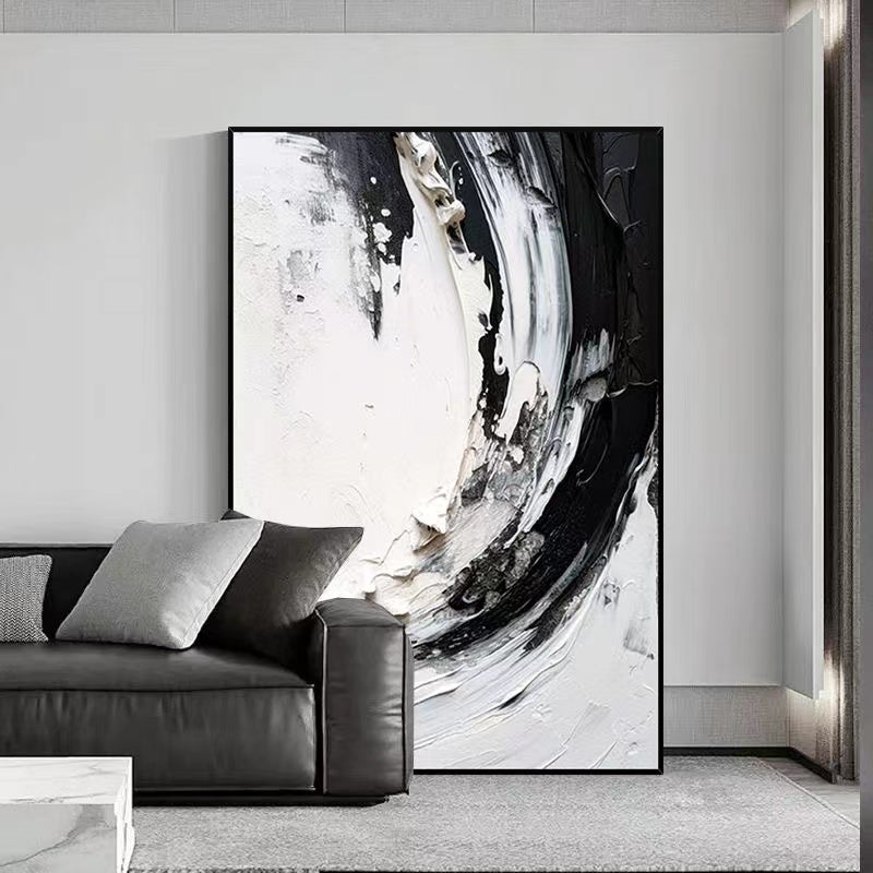Handcrafted Abstract Painting Black And White Wall Art For Homedecor BW1019