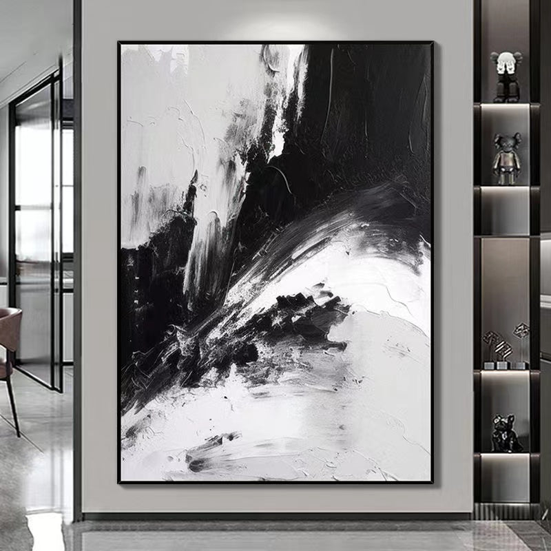 Handcrafted Abstract Painting Black And White Wall Art For Homedecor BW1020