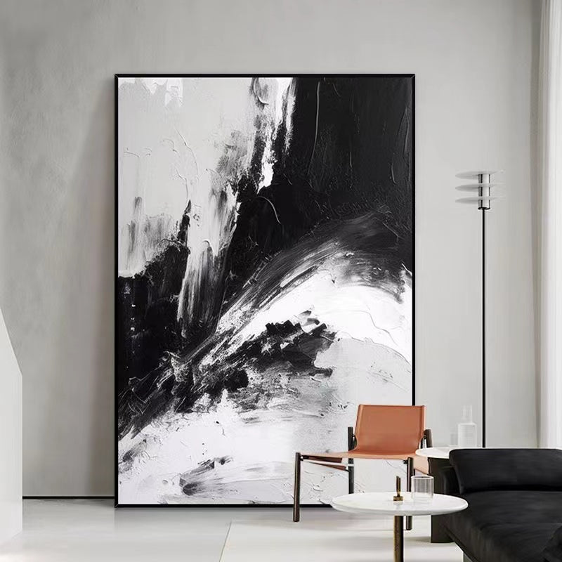 Handcrafted Abstract Painting Black And White Wall Art For Homedecor BW1020