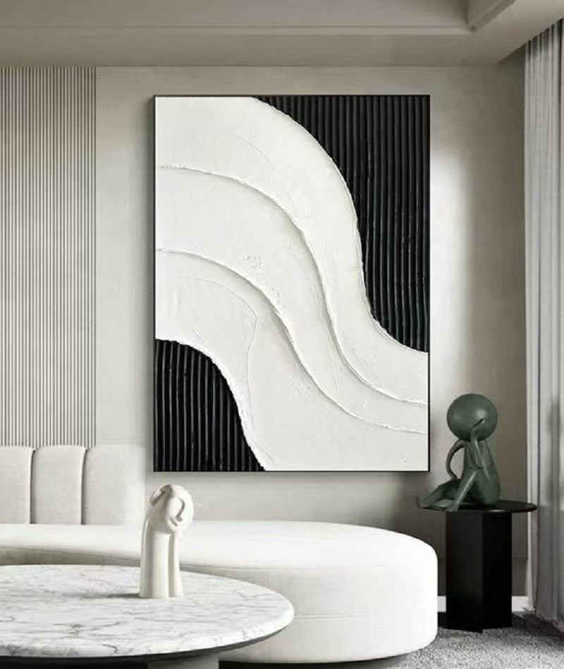 Handcrafted Abstract Painting Black And White Wall Art For Homedecor BW1024A