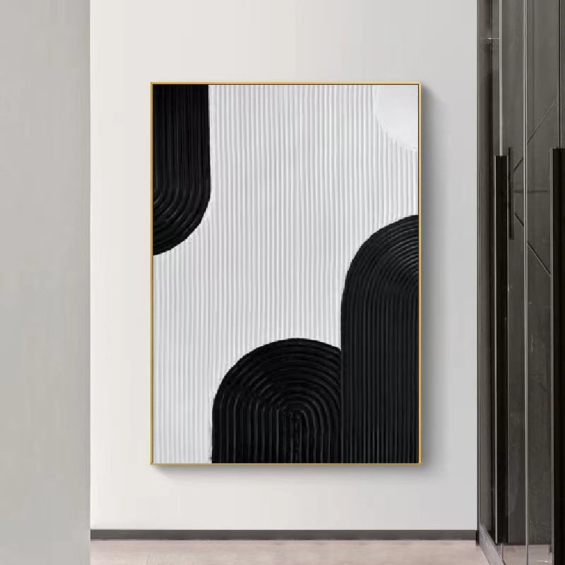 Handcrafted Abstract Painting Black And White Wall Art For Homedecor BW1024B