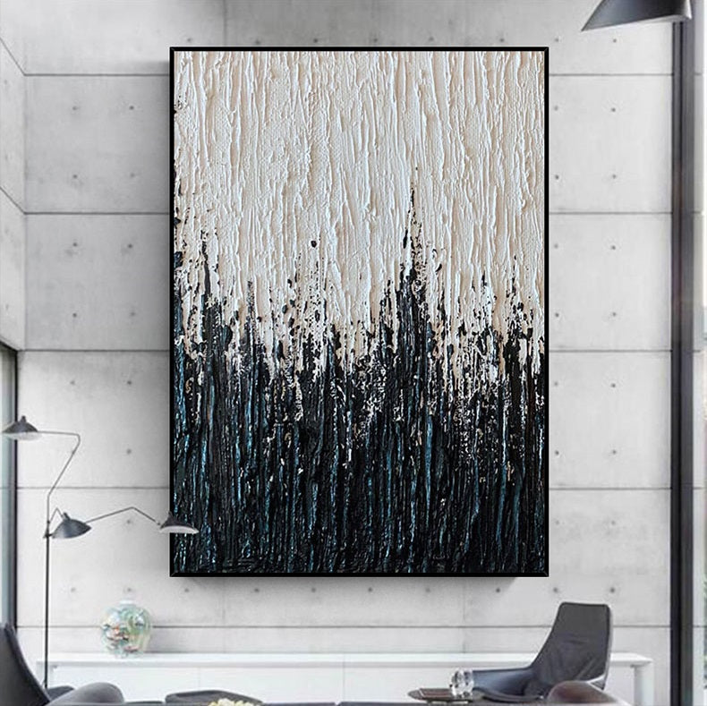 Handcrafted Abstract Painting Black And White Wall Art For Homedecor BW1031