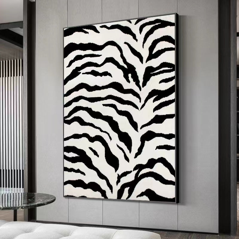 Handcrafted Abstract Painting Black And White Wall Art For Homedecor BW1035