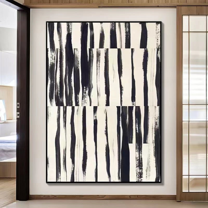 Handcrafted Abstract Painting Black And White Wall Art For Homedecor BW1039