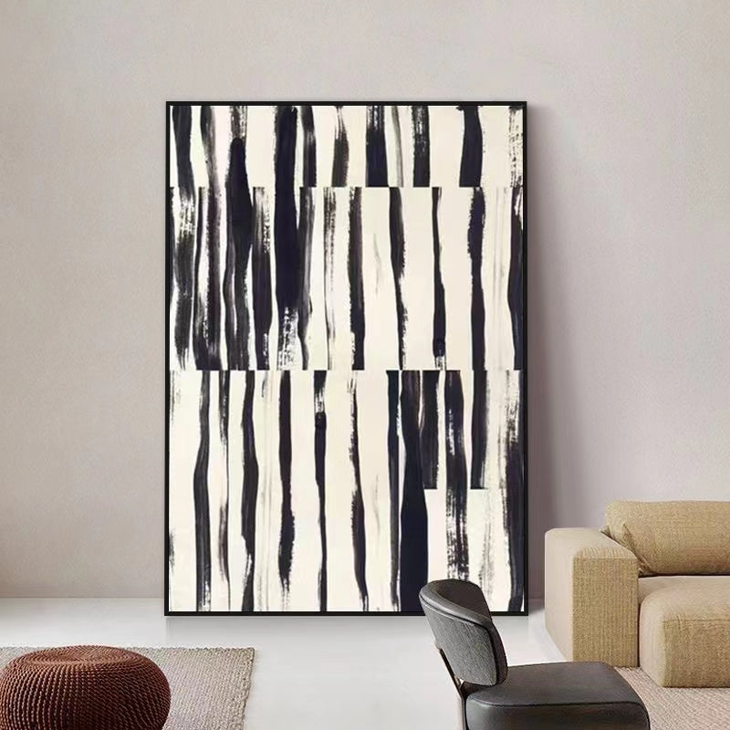 Handcrafted Abstract Painting Black And White Wall Art For Homedecor BW1039