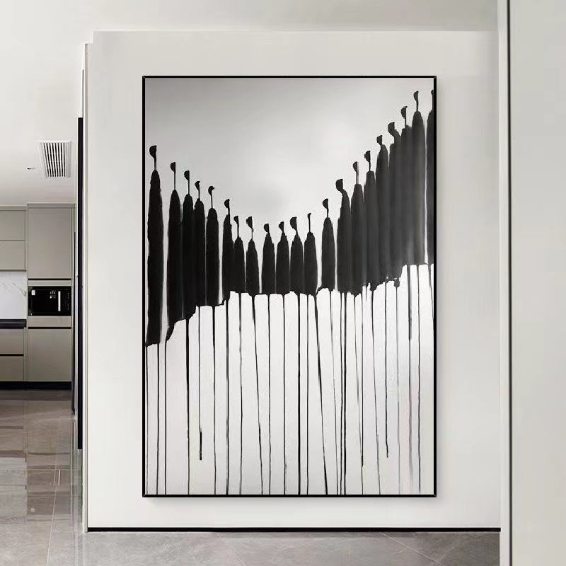 Handcrafted Abstract Painting Blcak And White Wall Art For Homedecor BW1040