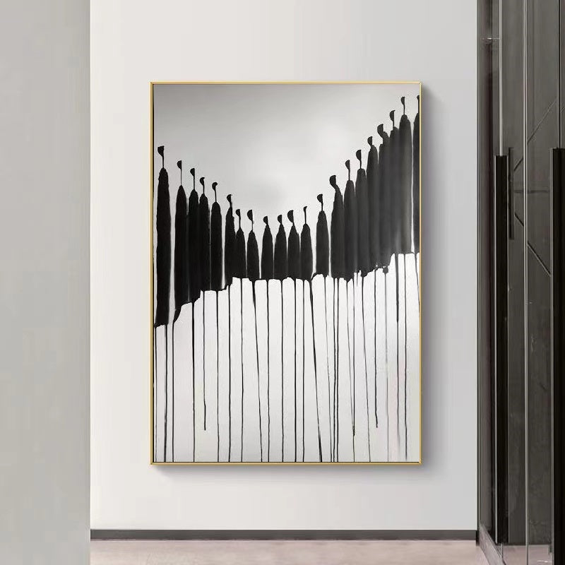 Handcrafted Abstract Painting Blcak And White Wall Art For Homedecor BW1040