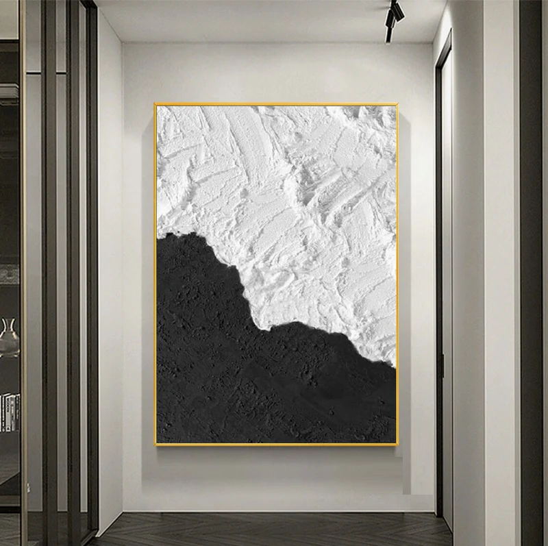 Handcrafted Abstract Painting Black And White Wall Art For Homedecor BW1041