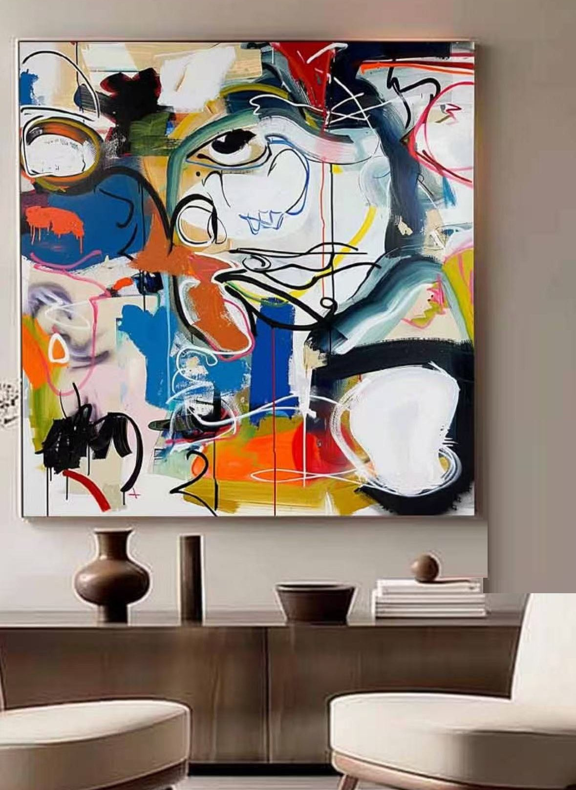 Handcrafted Abstract Painting Graffiti Art For Homedecor GA1003