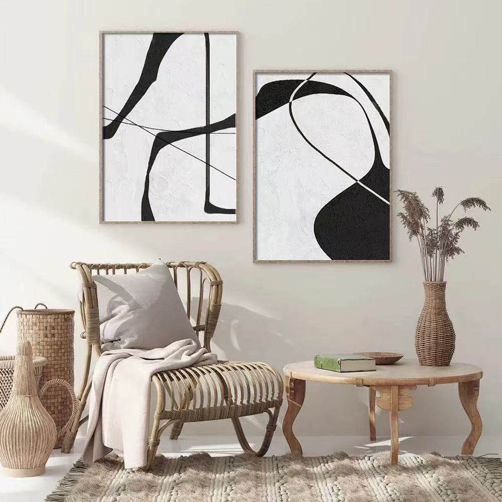 2PCs A Set Abstract Paintings Handcrafte Minimalist Wall Art For Homedecor MA1001