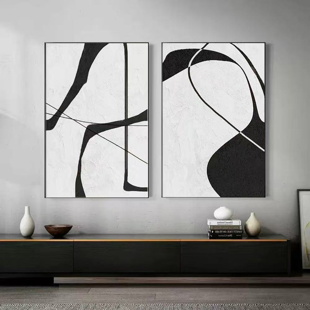 2PCs A Set Abstract Paintings Handcrafte Minimalist Wall Art For Homedecor MA1001