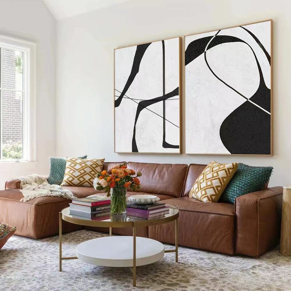 2PCs A Set Abstract Paintings Handcrafte Minimalist Wall Art For Homedecor MA1001