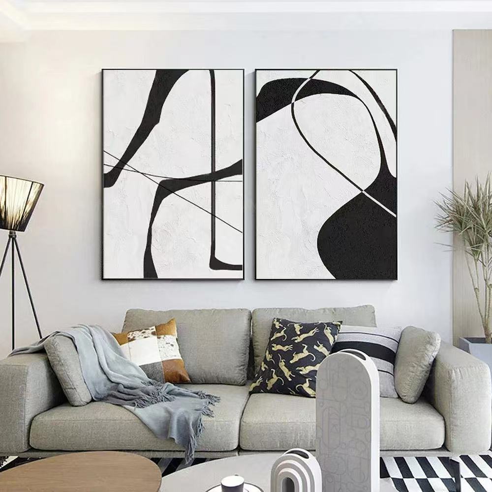 2PCs A Set Abstract Paintings Handcrafte Minimalist Wall Art For Homedecor MA1001