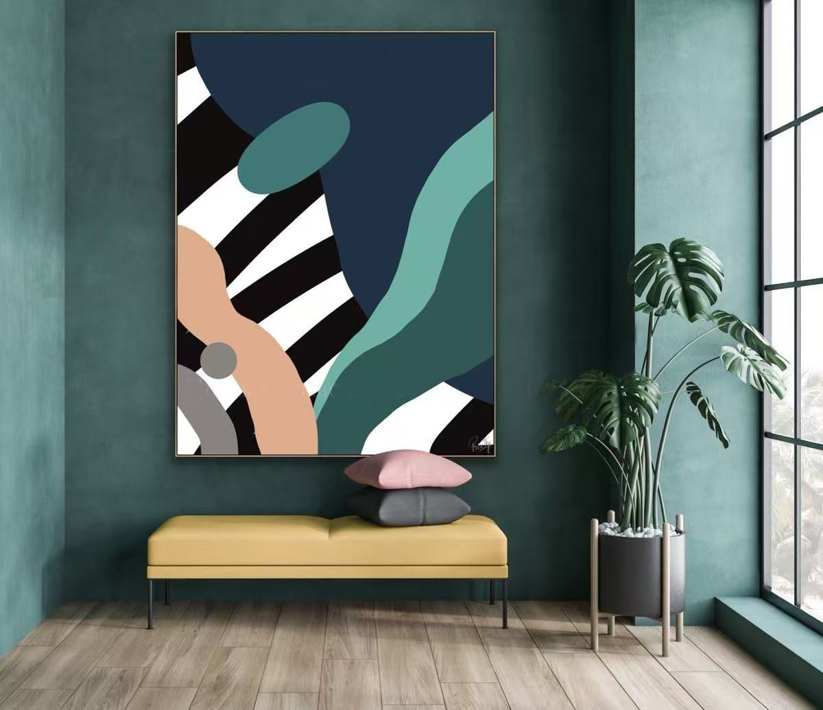 Handcrafted Abstract Painting Minimalist Wall Art For Homedecor MA1043