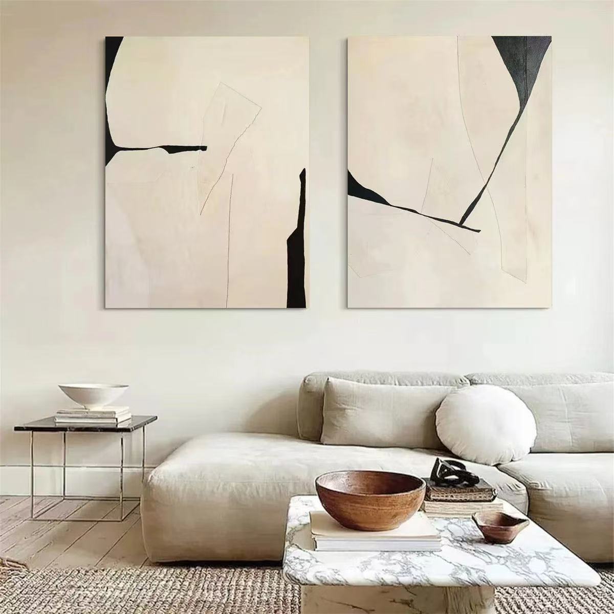 2PCs A Set Abstract Paintings Handcrafte Minimalist Wall Art For Homedecor MA1065