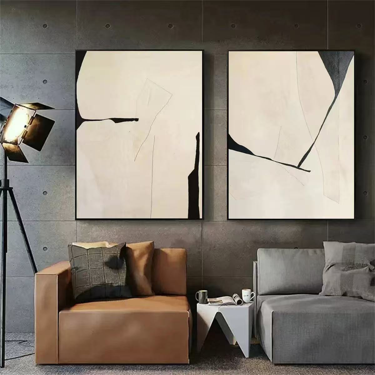 2PCs A Set Abstract Paintings Handcrafte Minimalist Wall Art For Homedecor MA1065