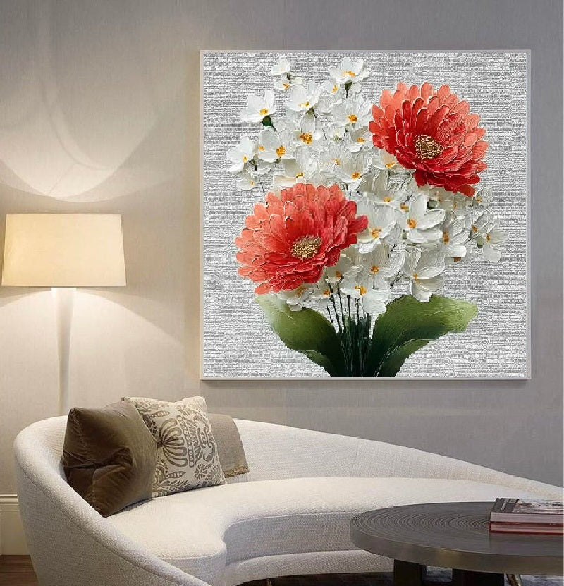 Handcrafted Modern Flower Painting Fine Wall Art For Homedecor MDF1009