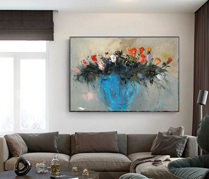 Handcrafted Modern Flower Painting Fine Wall Art For Homedecor MDF1015