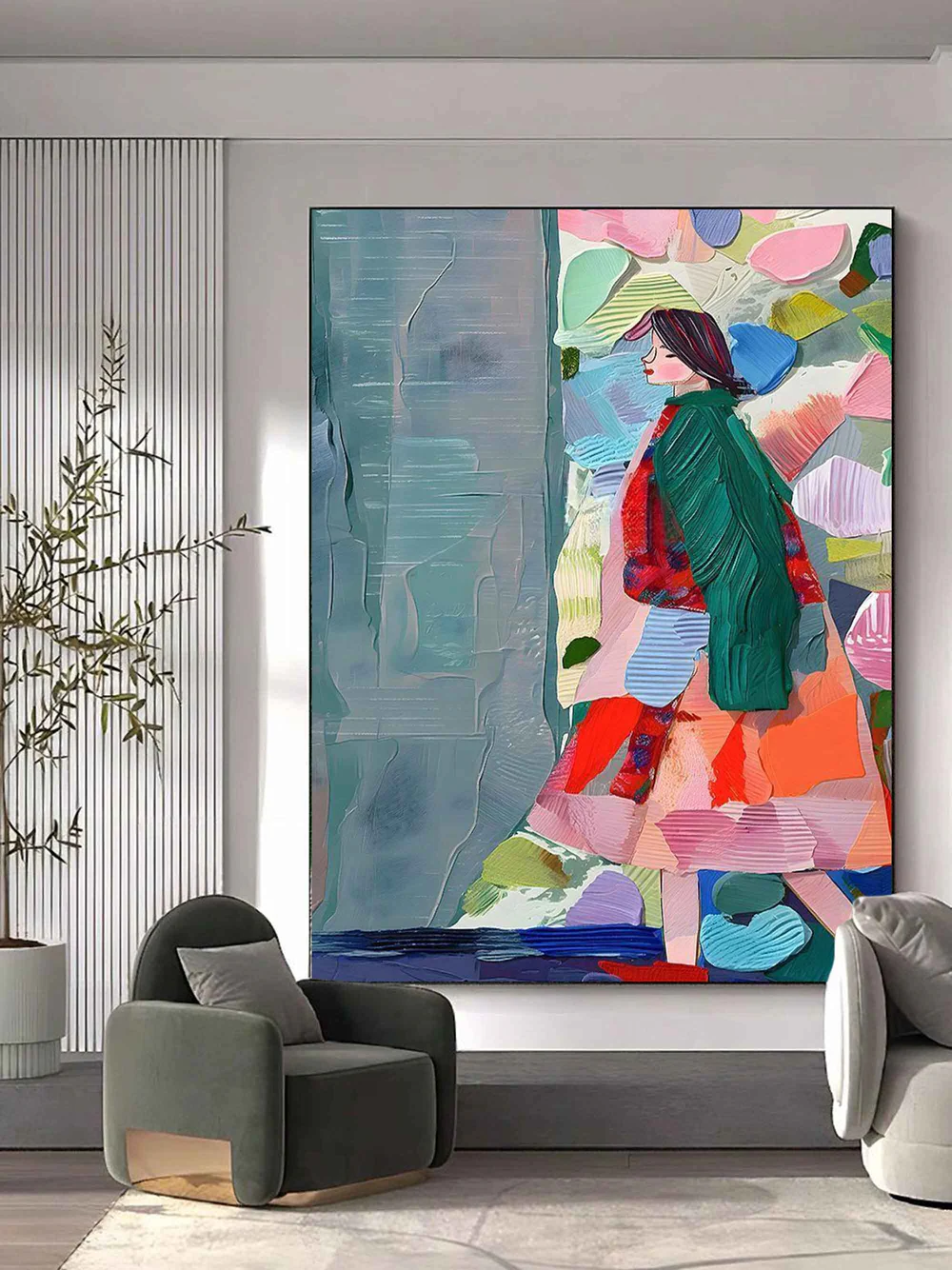 Handcrafted Modern Figure Painting Fine Wall Art For Homedecor MDP1021