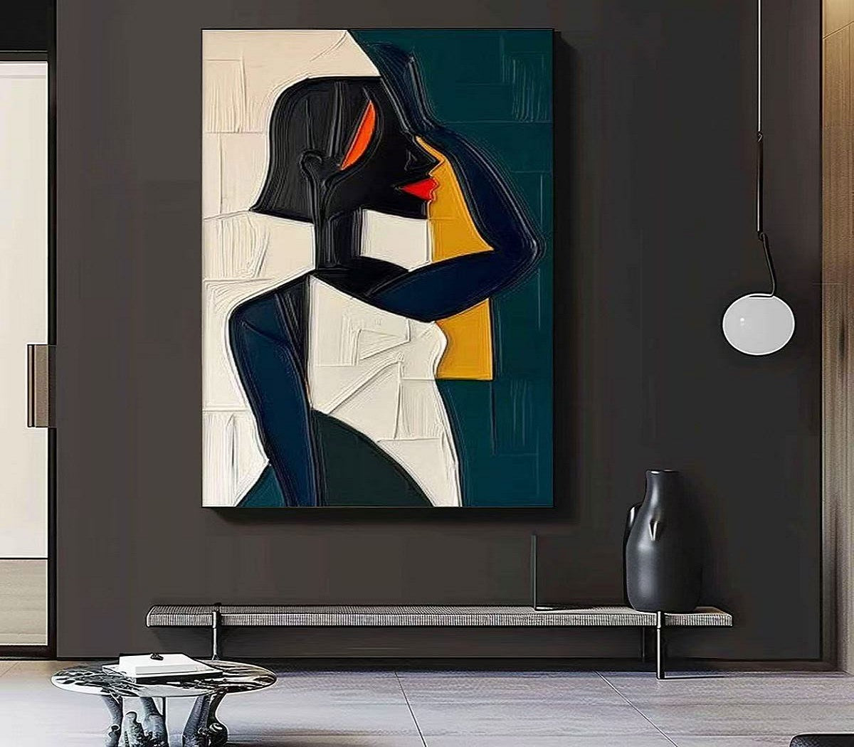 Handcrafted Modern Figure Painting Fine Wall Art For Homedecor MDP1025B