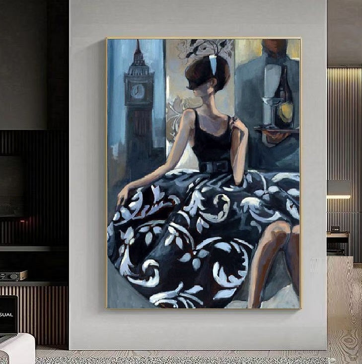 Handcrafted Modern Figure Painting Fine Wall Art For Homedecor MDP1072E