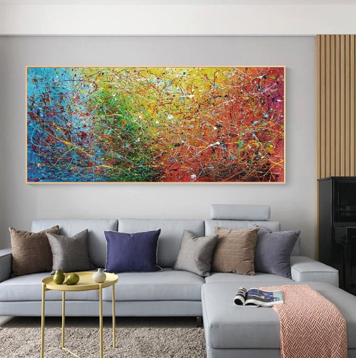 Handcrafted Abstract Painting Pollock Style Wall Art For Homedecor PLK1006