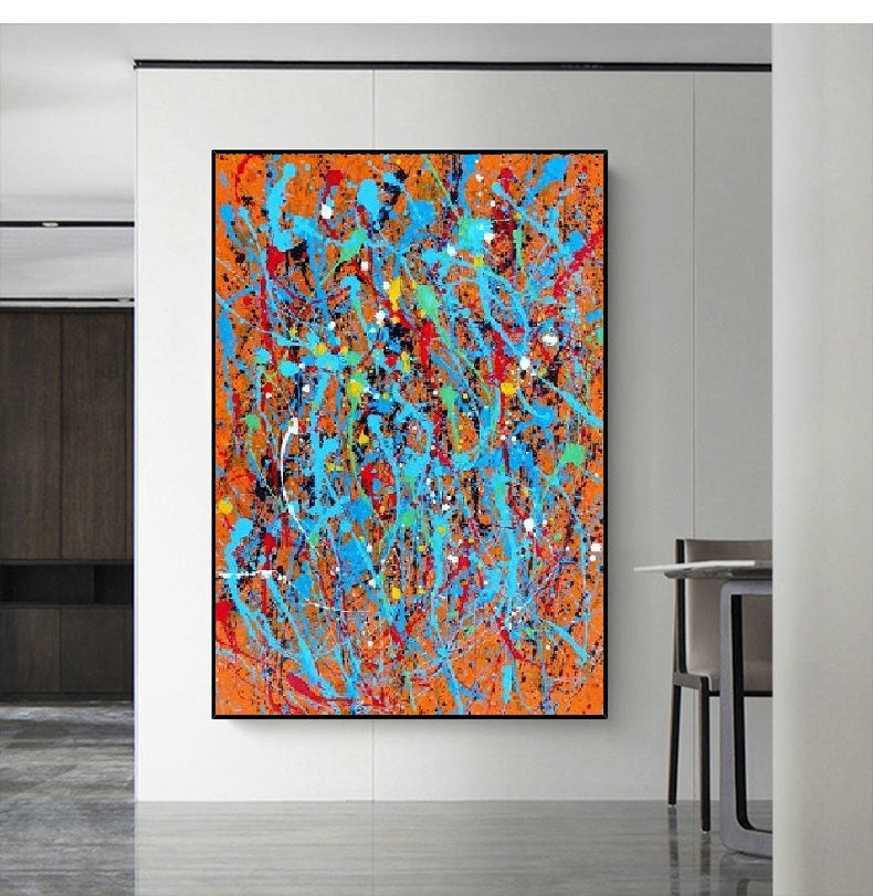 Handcrafted Abstract Painting Pollock Style Wall Art For Homedecor PLK1007A