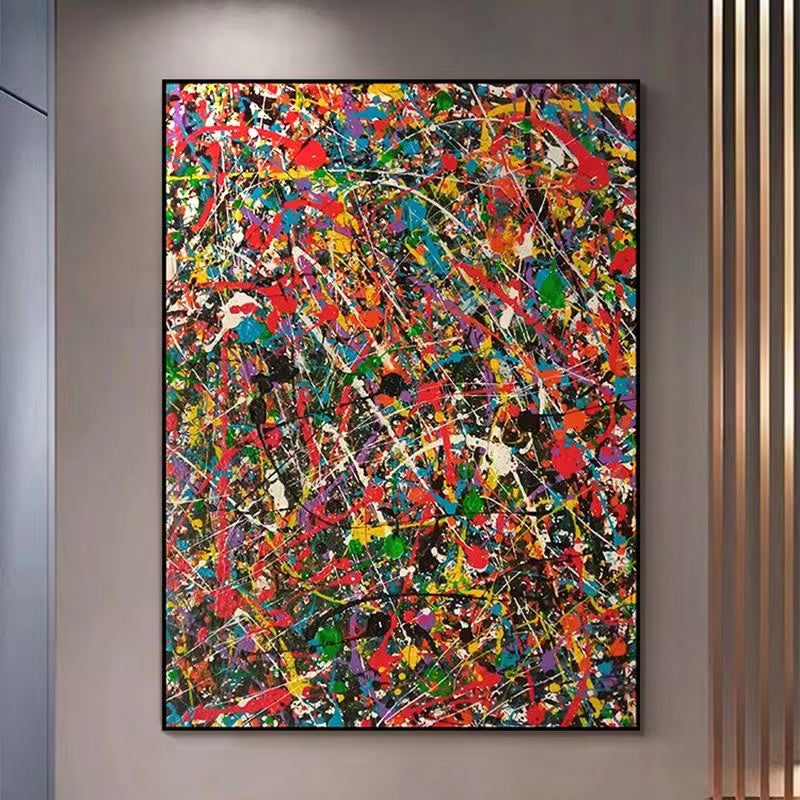 Handcrafted Abstract Painting Pollock Style Wall Art For Homedecor PLK1010