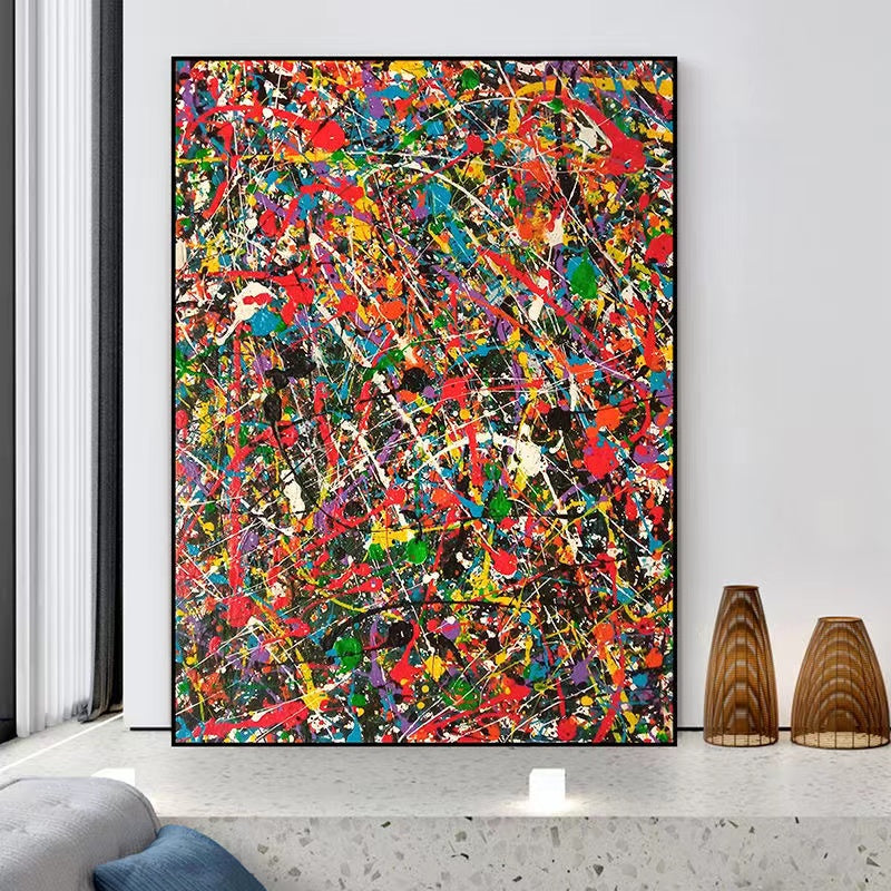Handcrafted Abstract Painting Pollock Style Wall Art For Homedecor PLK1010
