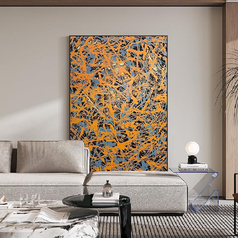 Handcrafted Abstract Painting Pollock Style Wall Art For Homedecor PLK1012