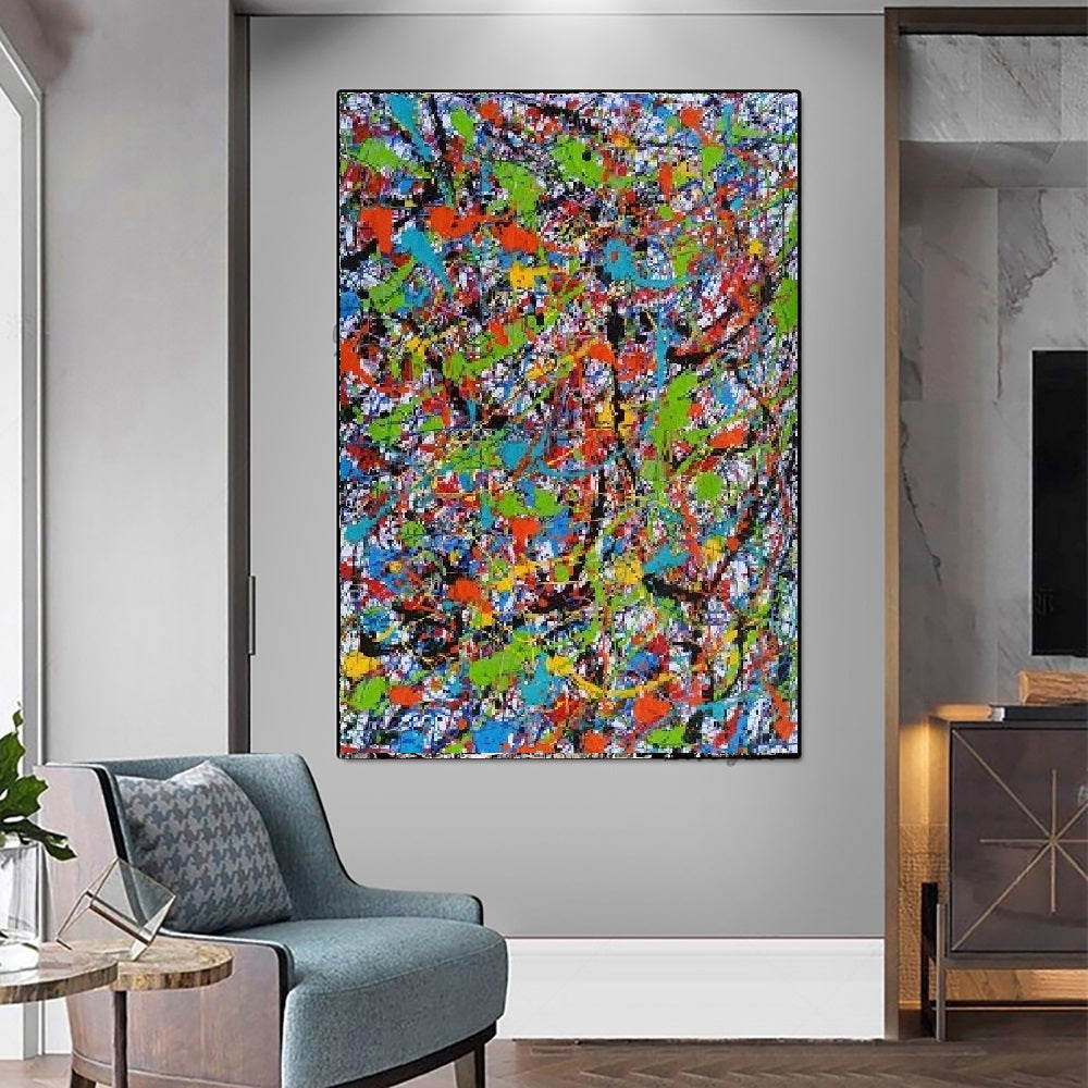 Handcrafted Abstract Painting Pollock Style Wall Art For Homedecor PLK1013A