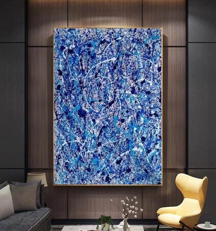 Handcrafted Abstract Painting Pollock Style Wall Art For Homedecor PLK1018