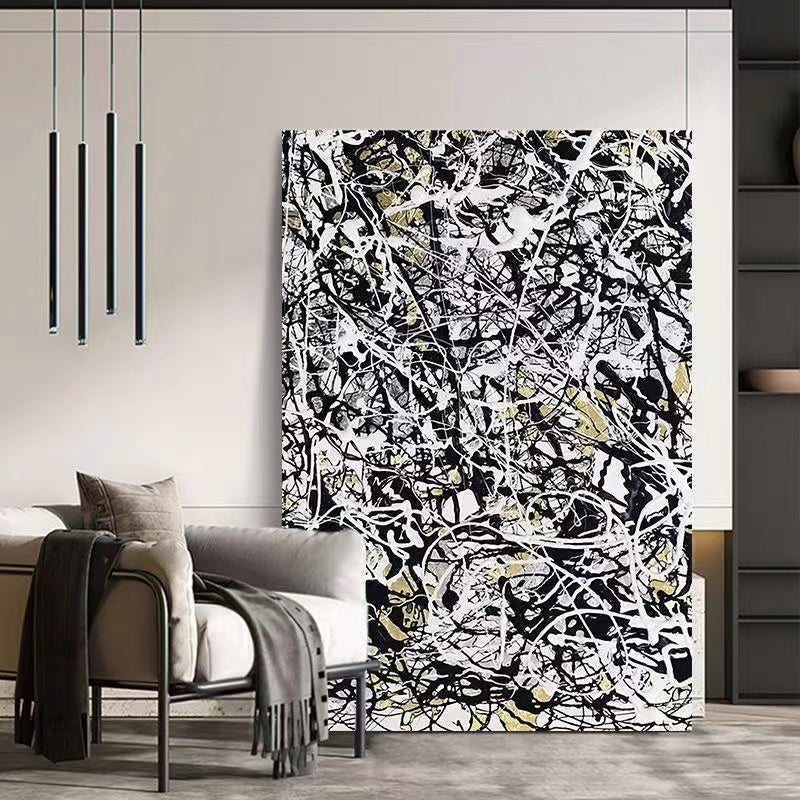 Handcrafted Abstract Painting Pollock Style Wall Art For Homedecor PLK1023
