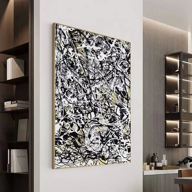 Handcrafted Abstract Painting Pollock Style Wall Art For Homedecor PLK1023