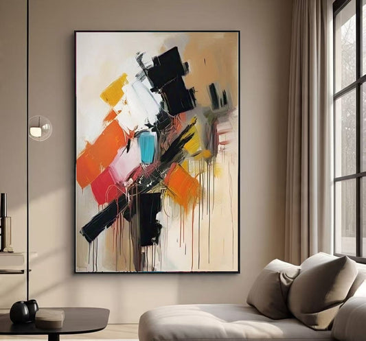 Handcrafted Abstract Painting, Modern Wall Art for Home Decor AB0004A