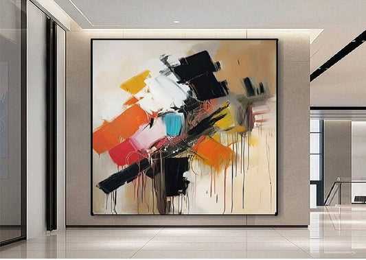 Handcrafted Abstract Painting, Modern Wall Art for Home Decor AB0004C