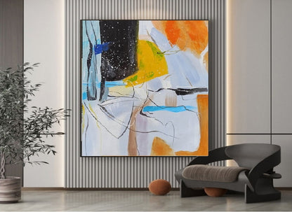 Handcrafted Abstract Painting, Modern Wall Art for Home Decor AB0015C